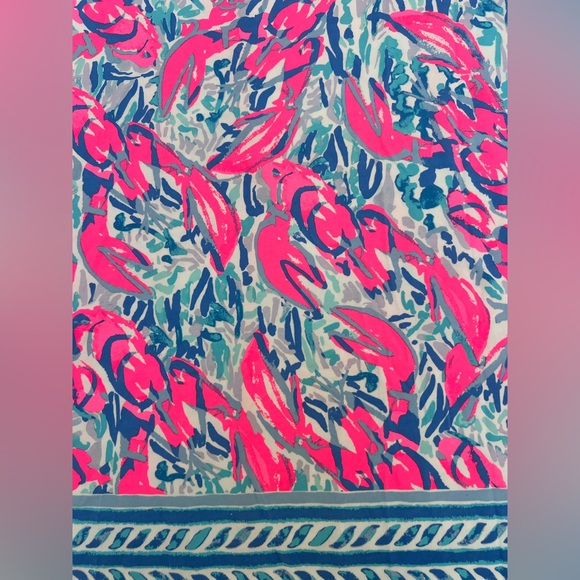 Lilly Pulitzer Blue Pink Lobster Cracked Up Cosmic Coral Marlowe Dress Large - Picture 10 of 16
